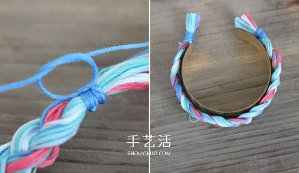 Illustrations on how to weave a three-strand rope bracelet and DIY it into a beautiful bracelet