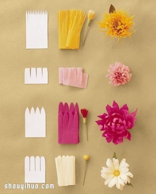 DIY illustrated tutorial for making elegant chrysanthemums by hand using wrinkle paper