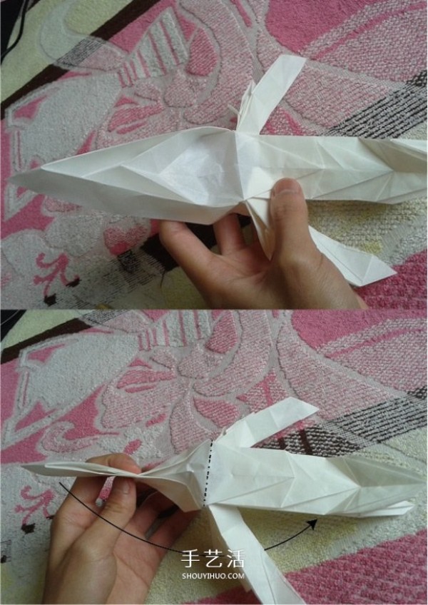 Victors folding method illustrates the steps of a complex origami passenger plane