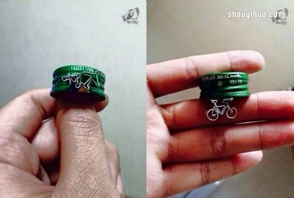 Use waste iron and aluminum bottle caps to make small advertising handicrafts