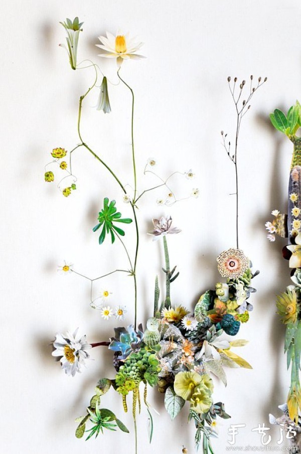 Exquisite DIY paper art works of paper flowers and branches