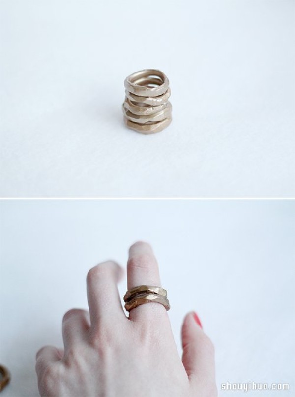 DIY handmade vintage polymer ring as if it were forged from metal