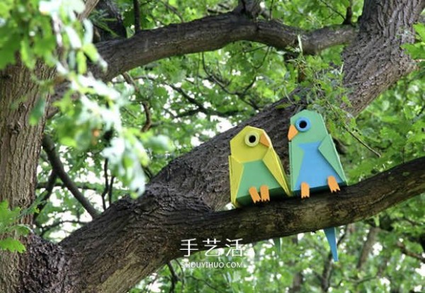 Recycle wood to create a colorful birdhouse for birds to find a place to live