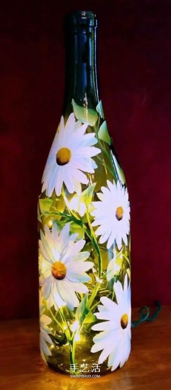 Creative handmade pictures of painted wine bottles, acrylic hand-painted glass bottles DIY