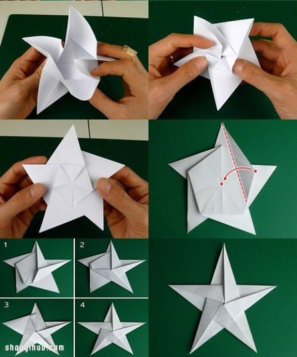 Pentagram Origami One-Paper Origami Five-Pointed Star Illustrated Tutorial