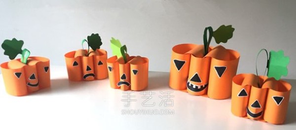 Tutorial on how to make handmade cardboard pumpkin lanterns in kindergarten