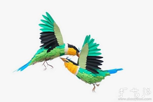 Paper art works: beautiful birds