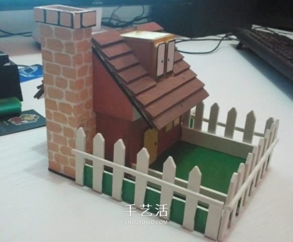 PVC board to make a house model with a yard and a storage function