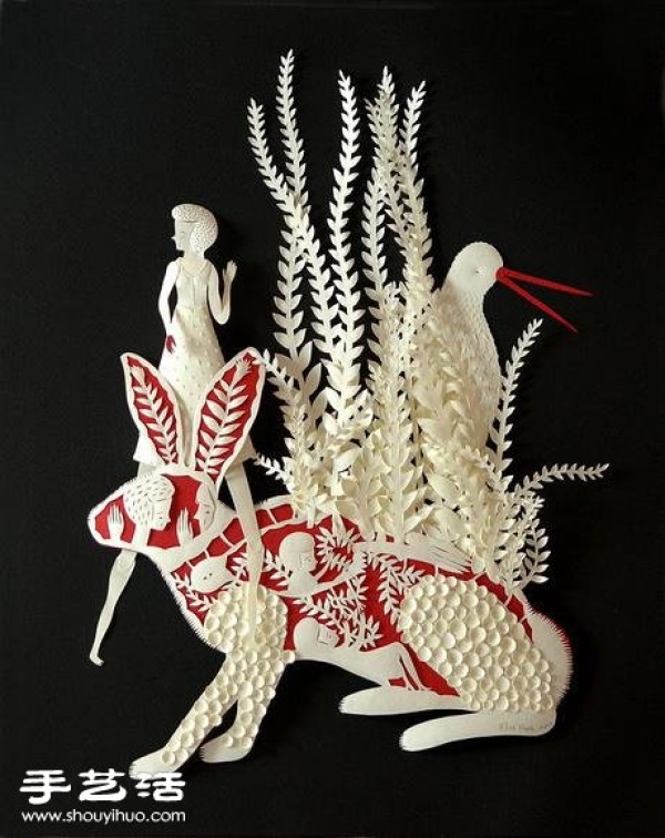 Three-dimensional and exaggerated paper model works combine a variety of handcrafted techniques