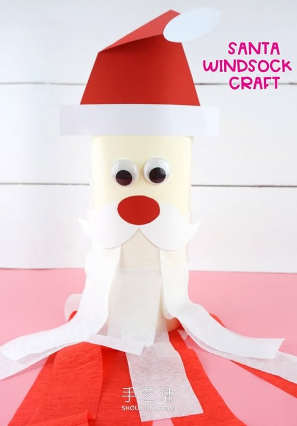 Tutorial on how to make a handmade Santa Claus windsock in kindergarten