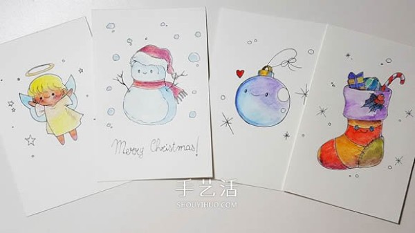 4 simple and cute ways to make hand-painted Christmas cards