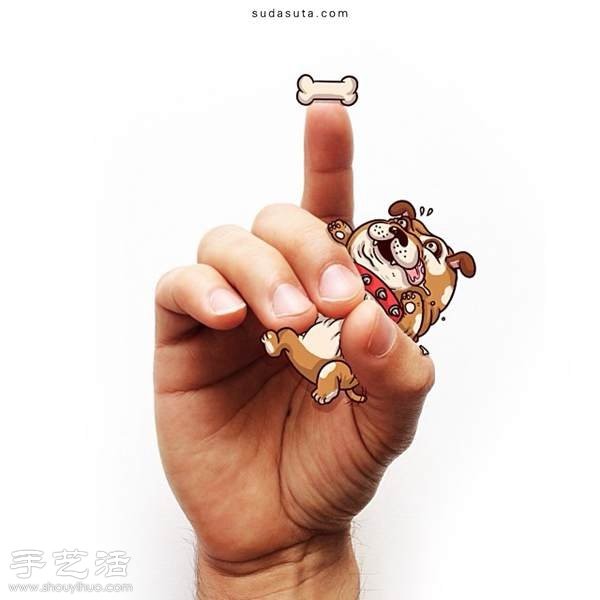 Hand-painting + gestures create hilarious illustration sketches