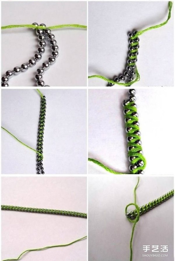 Braided rope wrapped around metal beads, DIY mixed and matched to create your exclusive bracelet