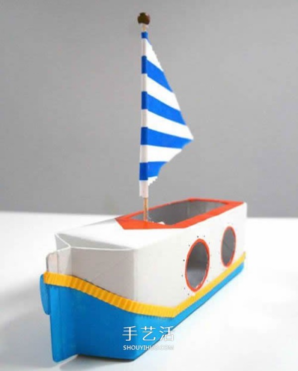 Use a milk carton to make a sailboat, how to make a small boat out of waste materials for young children