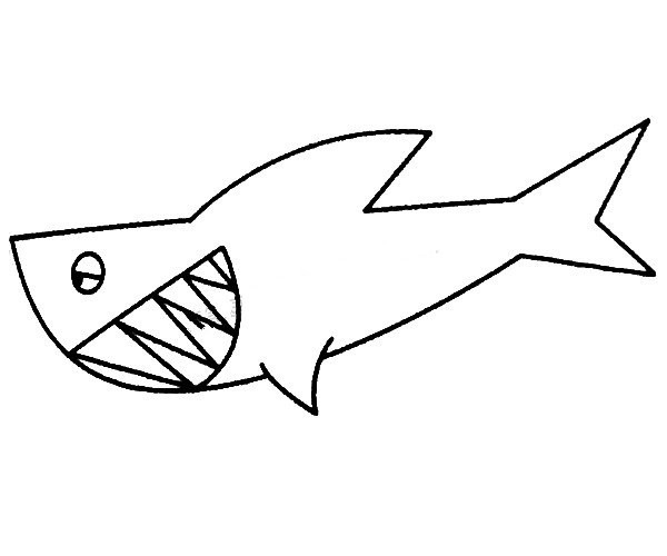 Complete collection of shark simple strokes and drawing steps