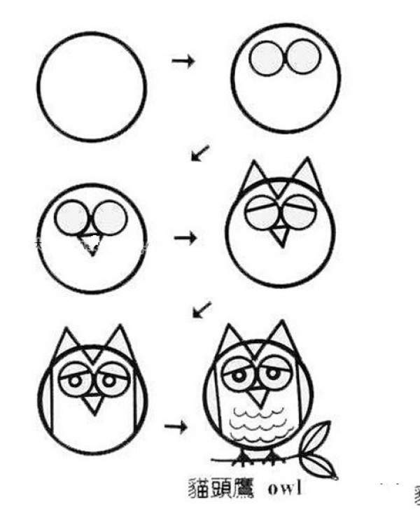 Cartoon owl simple drawing tutorial