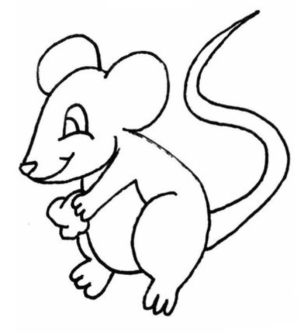 Simple drawing of little mouse stealing food