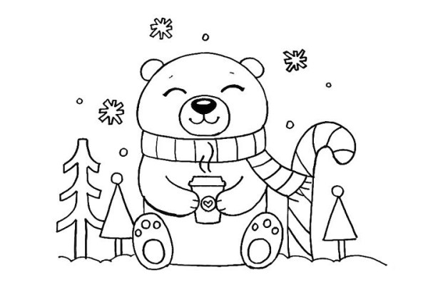 How to draw a polar bear in winter