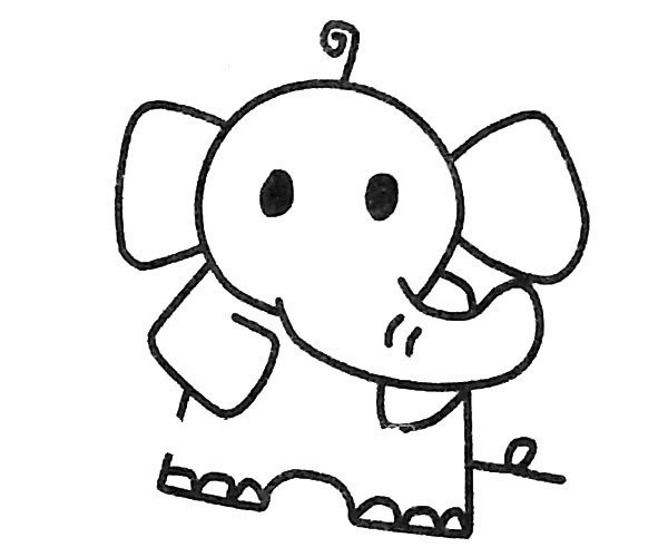 Draw a cute elephant in four steps