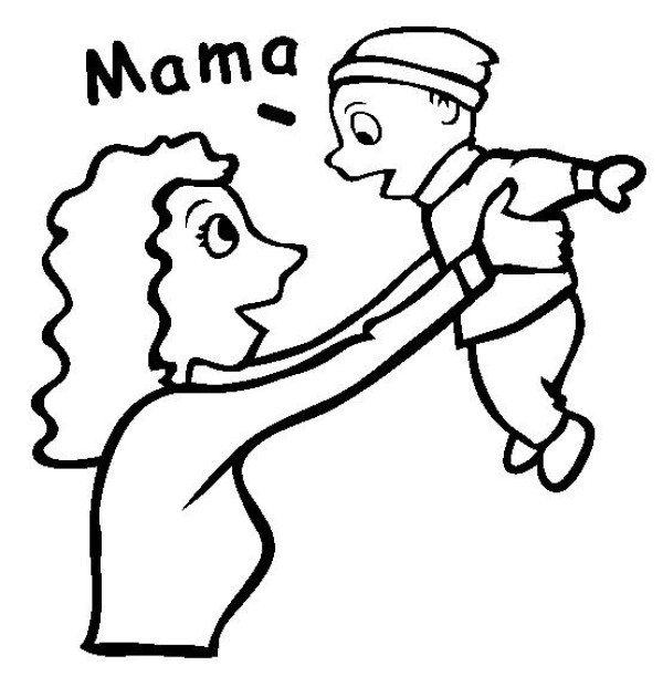 Mothers Day character simple drawing material Baby calls mom