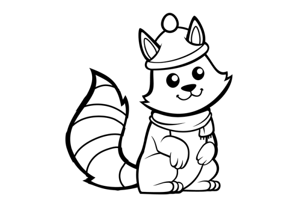 Simple drawing picture of cute squirrel wearing hat