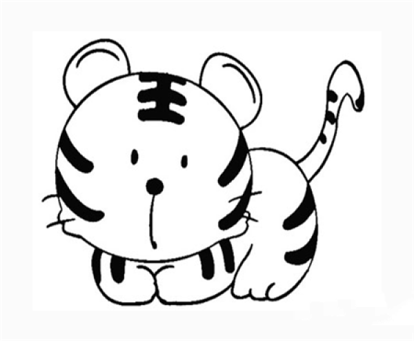 Cute little tiger simple drawing