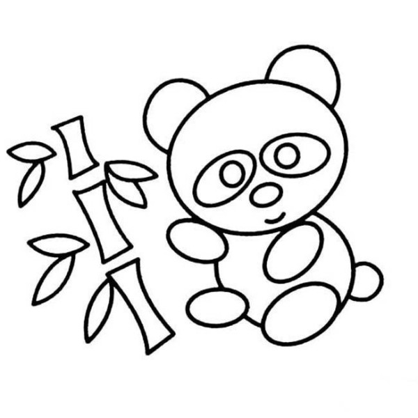 Giant panda and bamboo simple drawing pictures