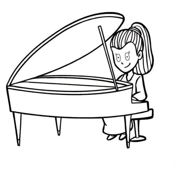 How to draw a person playing the piano in simple strokes