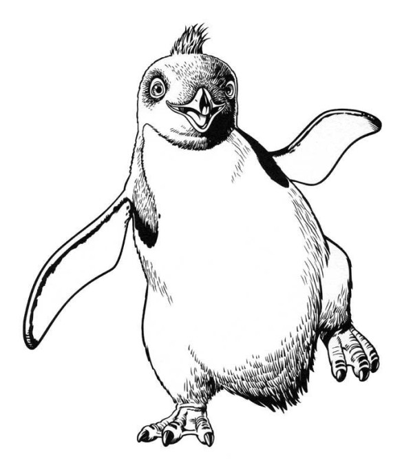 Penguin simple drawing, happy big feet simple drawing collection