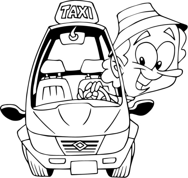 cartoon taxi driver