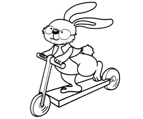 Rabbit on a scooter