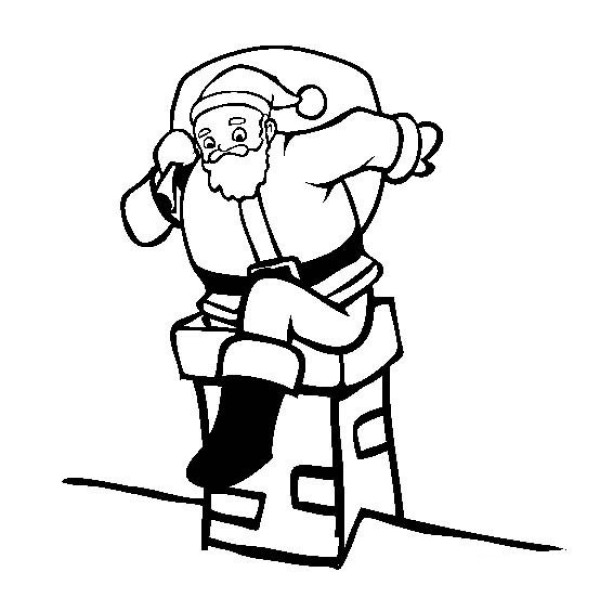 Simple drawing of Santa Claus Simple drawing of Santa Claus jumping up the chimney