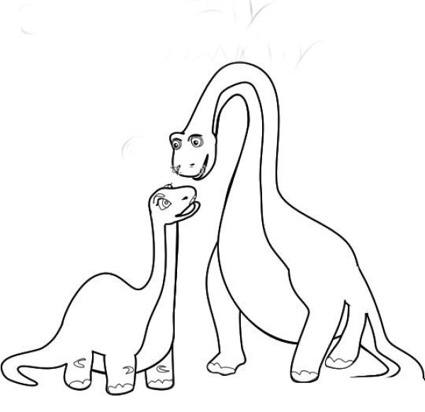 Dinosaur mother and baby dinosaur