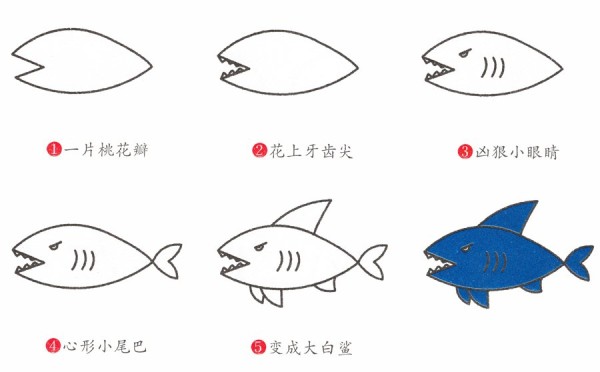 Shark simple drawing method