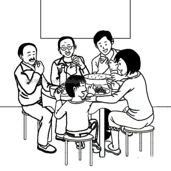 Mid-Autumn Festival family reunion simple drawing