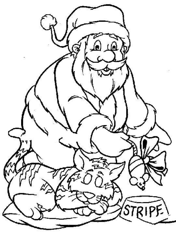 Santa Claus giving gifts to cats