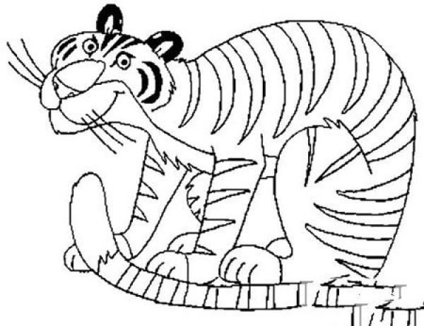 Simple drawing of tiger climbing tree