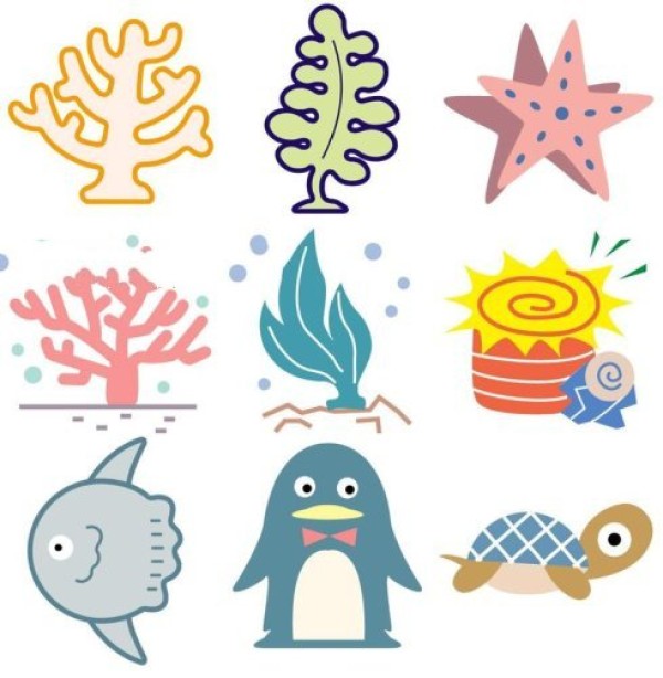 Beautiful simple drawing pictures of marine life