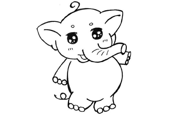 Simple drawing of cute little elephant