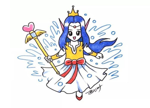 Beautiful water princess simple strokes