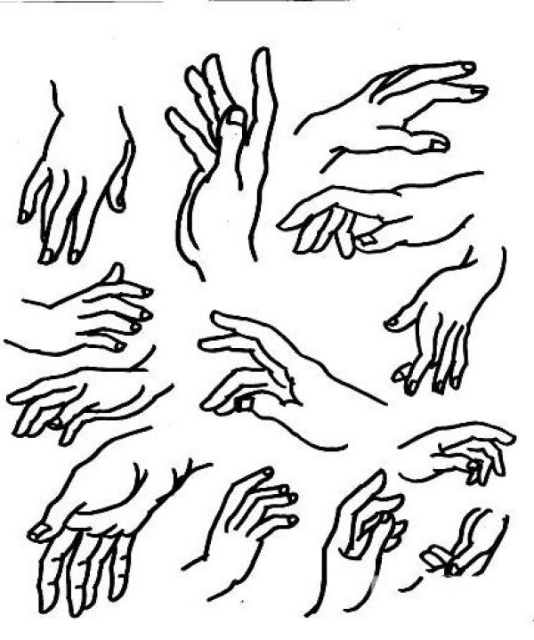 Simple drawing of human facial features, hands and feet