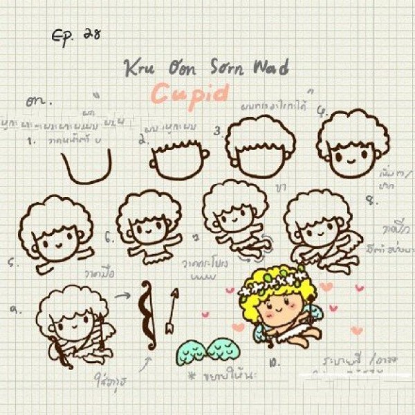 Cartoon Cupid simple drawing tutorial