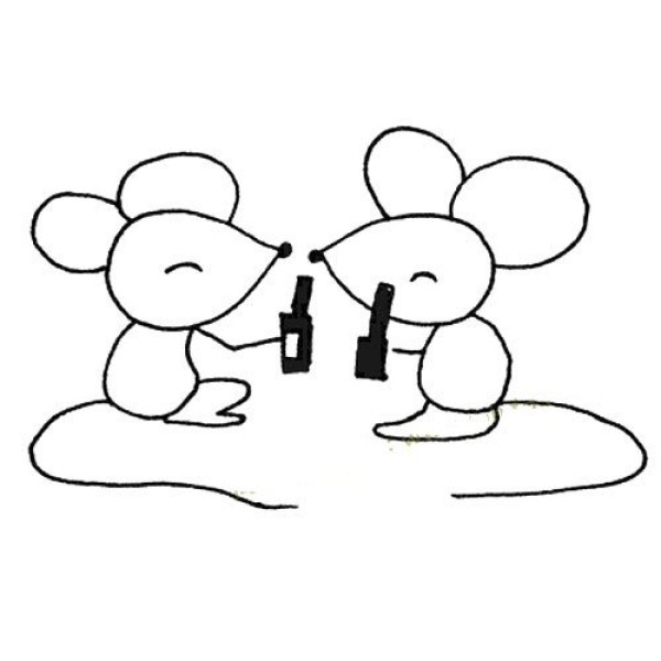 Two mice drinking simple drawing pictures