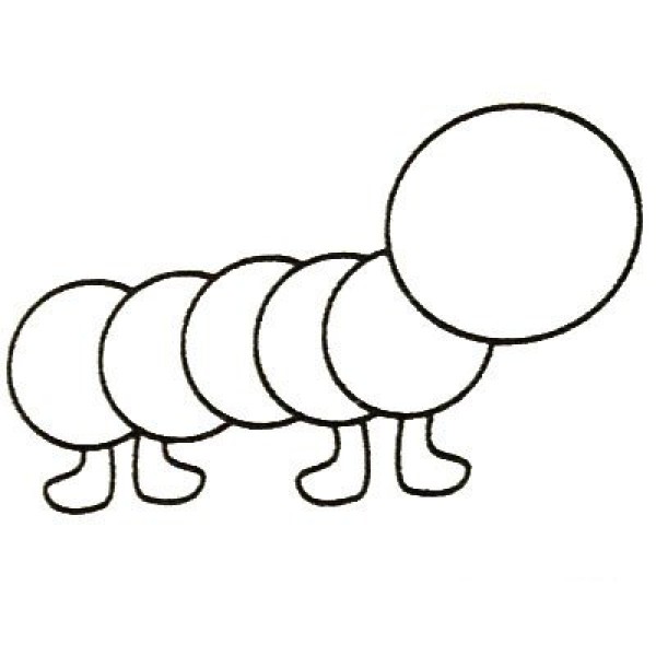 Complete collection of simple strokes of caterpillars and drawing steps