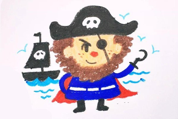 How to draw a bearded pirate with oil pastels