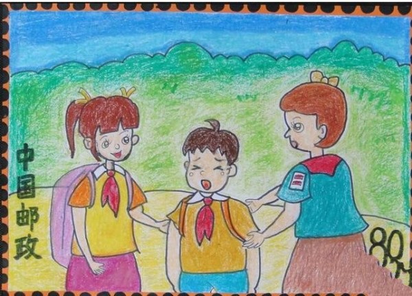 Comfort the sad child and learn from Lei Feng-themed childrens paintings