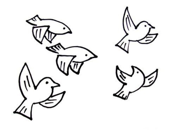 How to draw flying birds in simple strokes