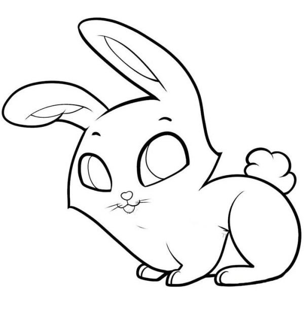 Simple drawing pictures of cute rabbits with big eyes