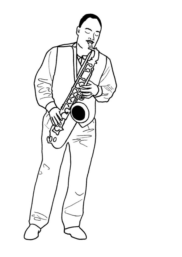 How to draw a saxophone player in simple strokes