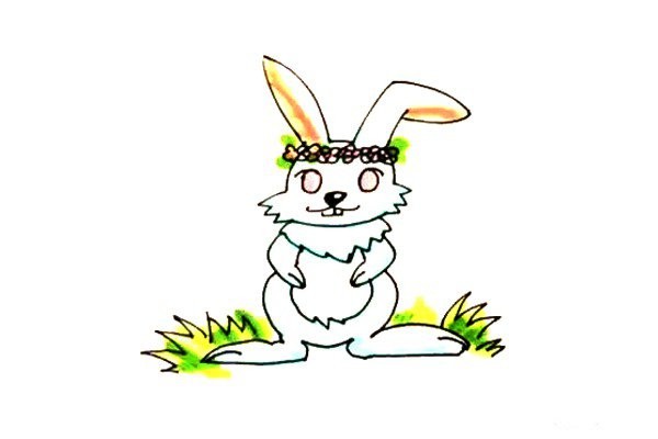 Rabbit wearing a garland